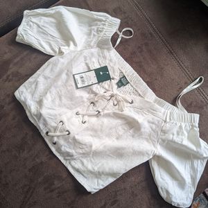 Wild Fable Off the Should Lace Up Crop Top size S NWT
